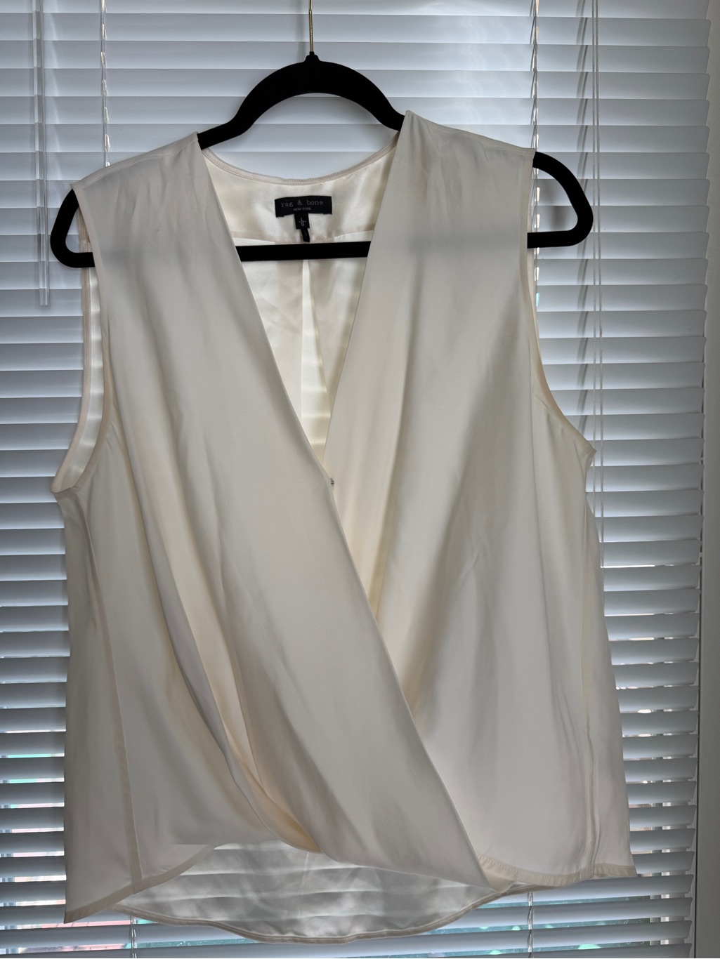 Rag & Bone Cream Satin Shell Top 100% Silk